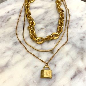 Apricot lane gold three layer necklace